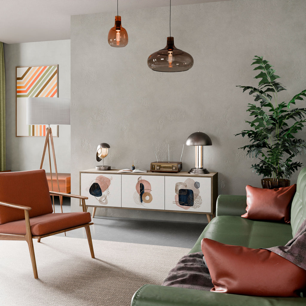 Mueble de TV de 3 puertas con efecto roble COLORFUL SHAPES