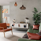 COLORFUL SHAPES Mueble de TV de 3 Puertas en Efecto Roble