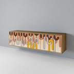 COLORFUL STRINGS Mueble de TV de 3 Puertas en Efecto Roble