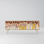 COLORFUL STRINGS Mueble de TV de 3 Puertas en Efecto Roble