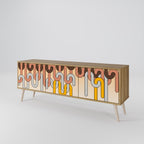 COLORFUL STRINGS Mueble de TV de 3 Puertas en Efecto Roble