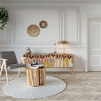 COLORFUL STRINGS Mueble de TV de 3 Puertas en Efecto Roble