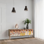 COLORFUL STRINGS Mueble de TV de 3 Puertas en Efecto Roble