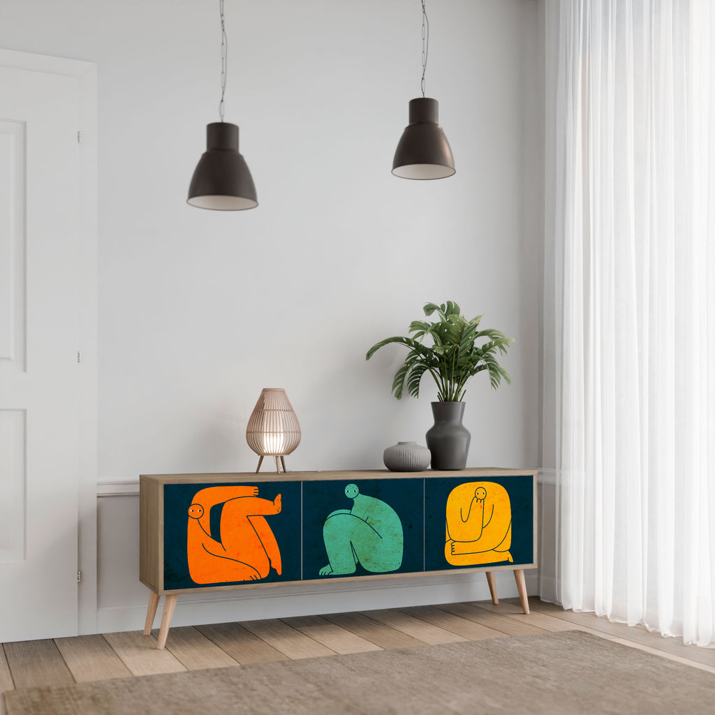 TOGETHER BUT SEPARATELY 3-Door TV Stand in Oak Effect