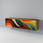 COLORFUL STRANDS Mueble de TV de 3 Puertas en Efecto Roble