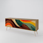 COLORFUL STRANDS Mueble de TV de 3 Puertas en Efecto Roble