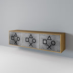 GAMER CHOICE 3-Door TV Stand in Oak Effect