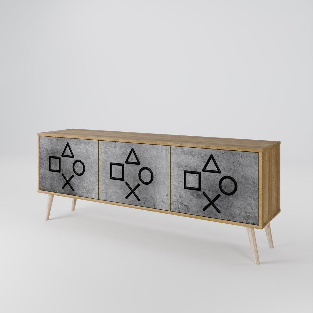 GAMER CHOICE 3-Door TV Stand in Oak Effect