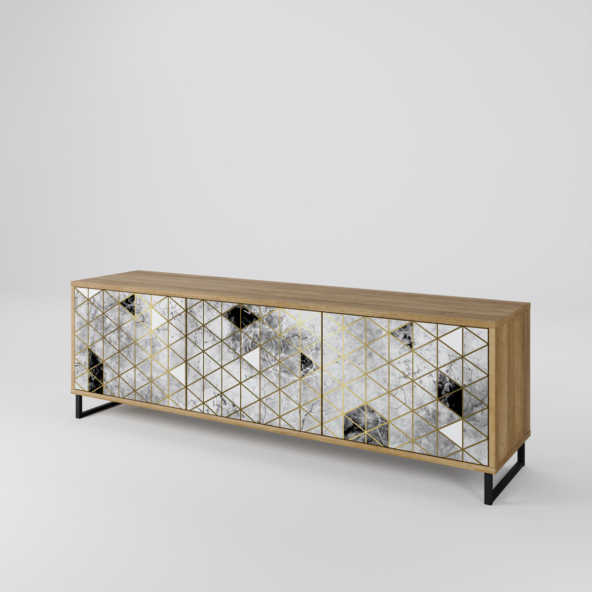 ASHEN ARIA Mueble de TV de 3 Puertas