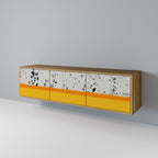 DYED BY ORANGE 3-Door TV Stand in Oak Effect