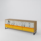 DYED BY ORANGE 3-Door TV Stand in Oak Effect