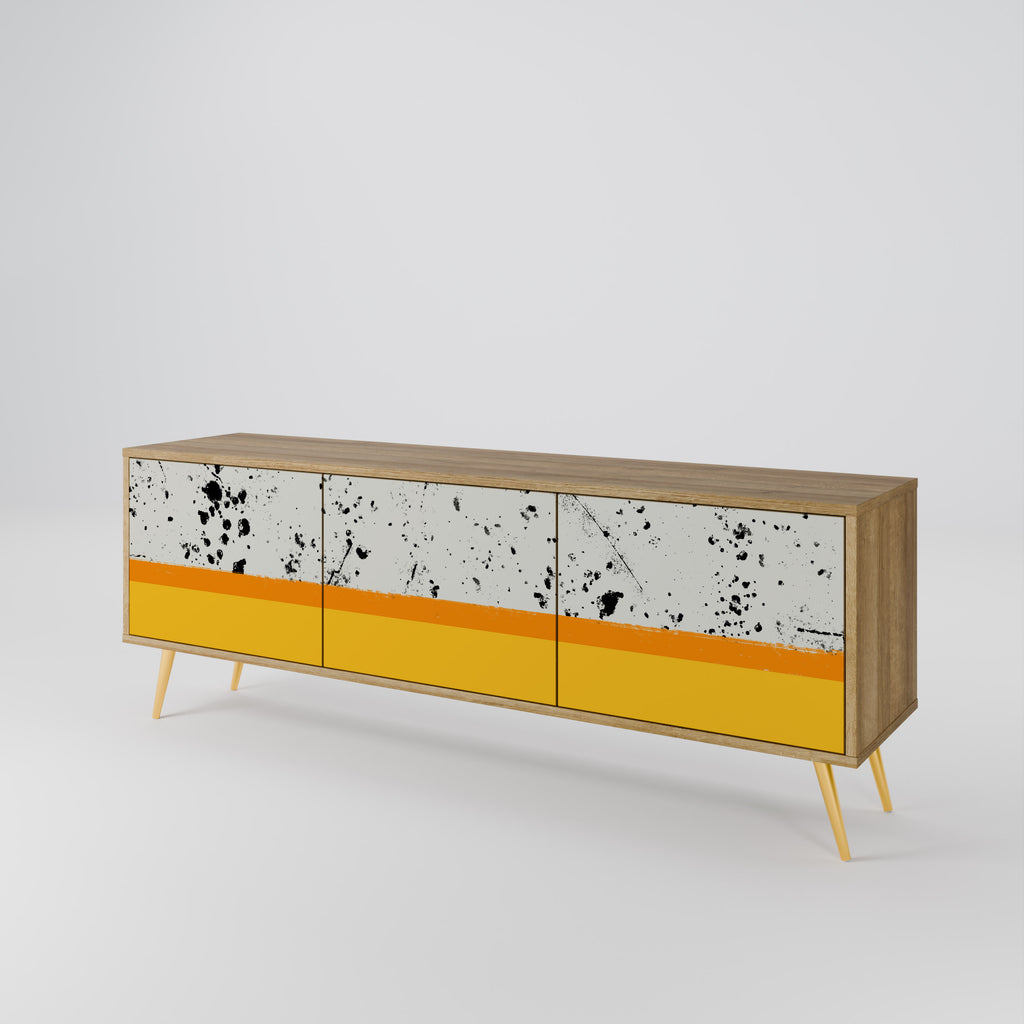 DYED BY ORANGE 3-Door TV Stand in Oak Effect