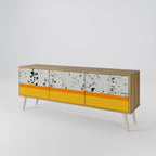 DYED BY ORANGE 3-Door TV Stand in Oak Effect