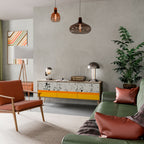 DYED BY ORANGE 3-Door TV Stand in Oak Effect