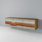 PECULIAR TRAIL 3-Door TV Stand in Oak Effect