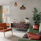 BROKEN LINES Mueble de TV de 3 Puertas en Efecto Roble