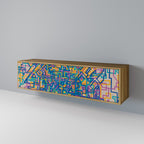 MEMORIES MAP Mueble de TV de 3 Puertas en Efecto Roble