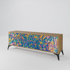 MEMORIES MAP Mueble de TV de 3 Puertas en Efecto Roble