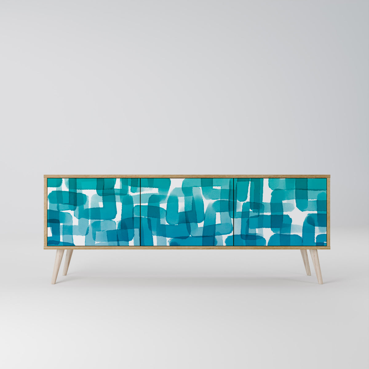 TURQUOISE RECTANGLES Mueble de TV de 3 Puertas