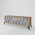 SOLID ZIG ZAG 3-Door TV Stand in Oak Effect