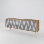 SOLID ZIG ZAG 3-Door TV Stand in Oak Effect