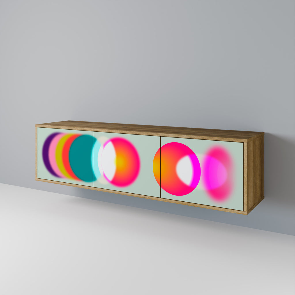 Mueble de TV de 3 puertas SYMPHONY OF COLORS en efecto roble