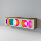 SYMPHONY OF COLORS Mueble de TV de 3 Puertas en Efecto Roble