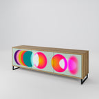 SYMPHONY OF COLORS Mueble de TV de 3 Puertas en Efecto Roble