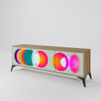 SYMPHONY OF COLORS Mueble de TV de 3 Puertas en Efecto Roble