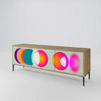 SYMPHONY OF COLORS Mueble de TV de 3 Puertas en Efecto Roble
