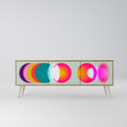 SYMPHONY OF COLORS Mueble de TV de 3 Puertas en Efecto Roble