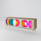 SYMPHONY OF COLORS Mueble de TV de 3 Puertas en Efecto Roble