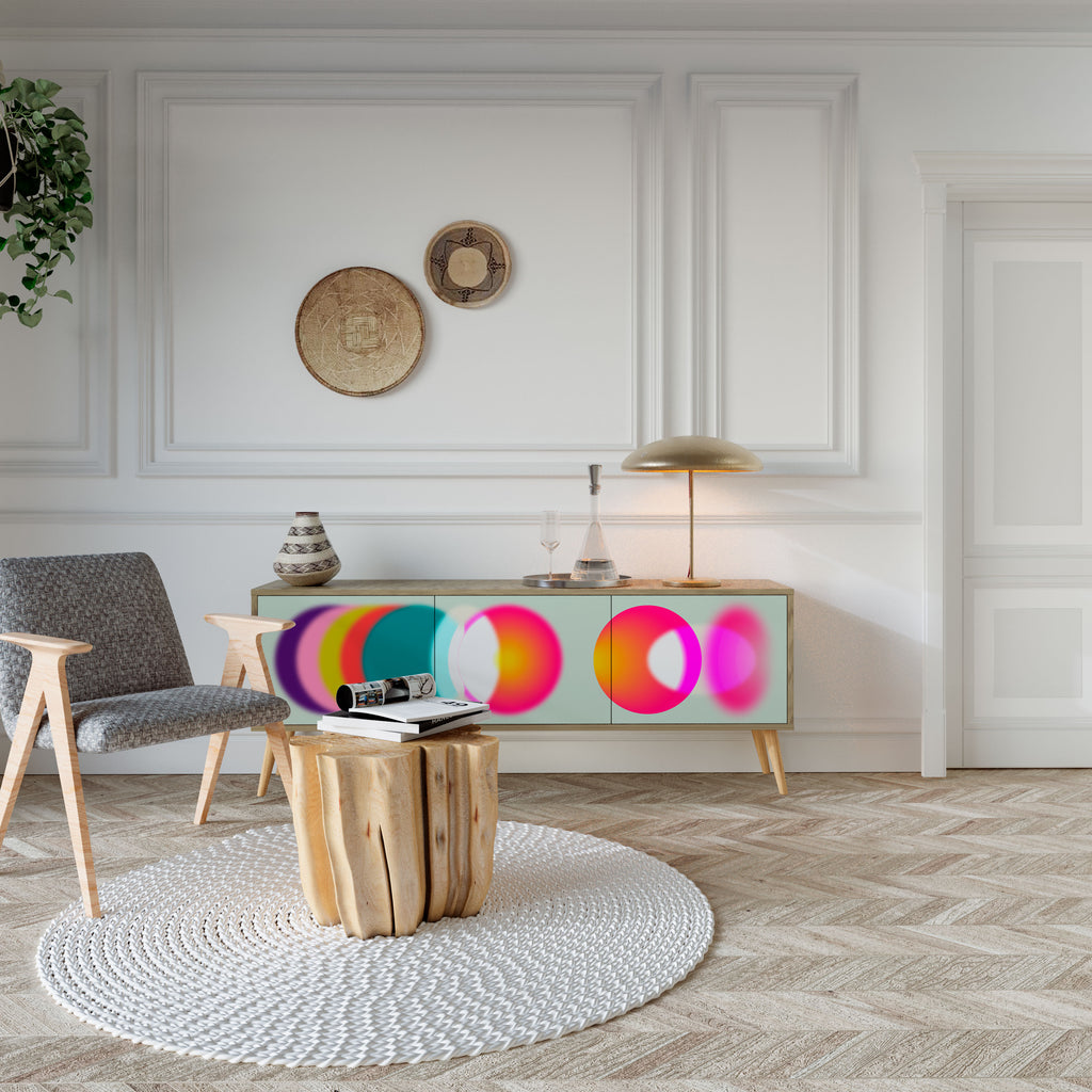 Mueble de TV de 3 puertas SYMPHONY OF COLORS en efecto roble