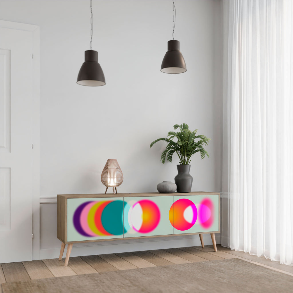 Mueble de TV de 3 puertas SYMPHONY OF COLORS en efecto roble