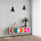 SYMPHONY OF COLORS Mueble de TV de 3 Puertas en Efecto Roble