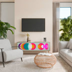 SYMPHONY OF COLORS Mueble de TV de 3 Puertas en Efecto Roble