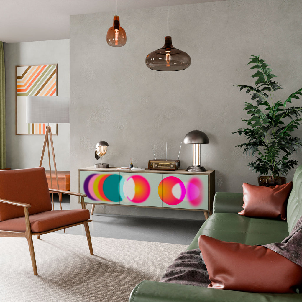 Mueble de TV de 3 puertas SYMPHONY OF COLORS en efecto roble