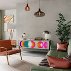 SYMPHONY OF COLORS Mueble de TV de 3 Puertas en Efecto Roble