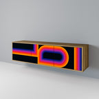 BLINDED BY THE LIGHTS 3-Door TV Stand in Oak Effect