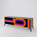 BLINDED BY THE LIGHTS 3-Door TV Stand in Oak Effect