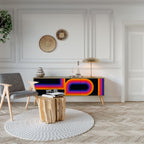 BLINDED BY THE LIGHTS 3-Door TV Stand in Oak Effect