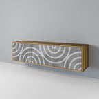 CIRCLE CONCRETE 3-Door TV Stand in Oak Effect