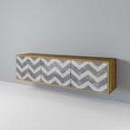 TOUGH ZIG ZAG 3-Door TV Stand in Oak Effect