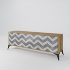 TOUGH ZIG ZAG 3-Door TV Stand in Oak Effect
