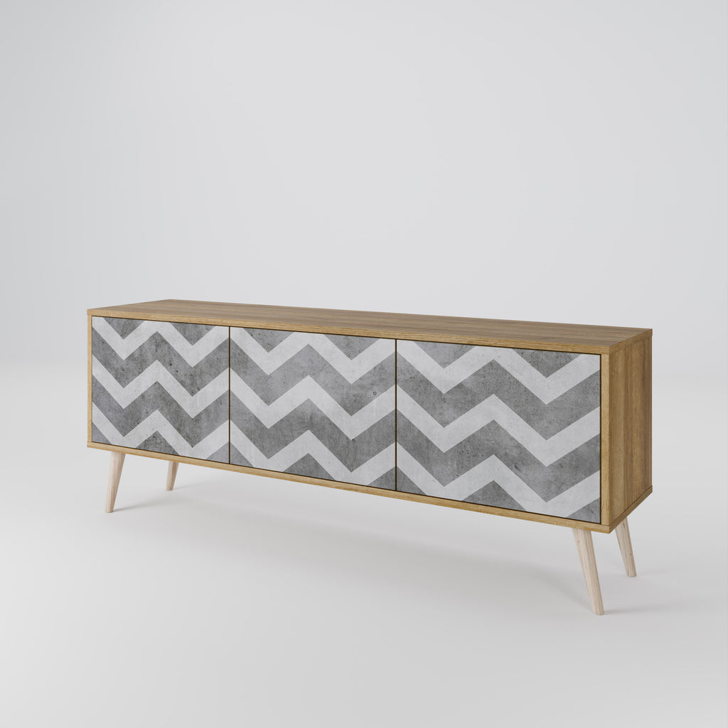 TOUGH ZIG ZAG 3-Door TV Stand in Oak Effect