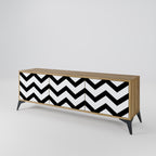 CLASSIC ZIG ZAG 3-Door TV Stand in Oak Effect