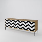 CLASSIC ZIG ZAG 3-Door TV Stand in Oak Effect