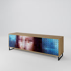 CONSTRUCTIVE ART 3-Door TV Stand in Oak Effect