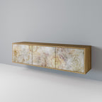 SUNFLOWER BLUR 3-Door TV Stand in Oak Effect