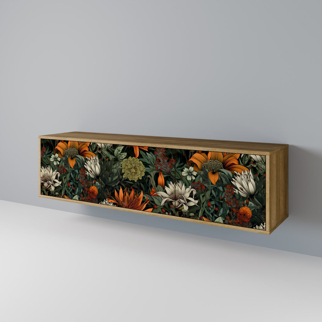 MIDNIGHT SPROUT 3-Door TV Stand in Oak Effect
